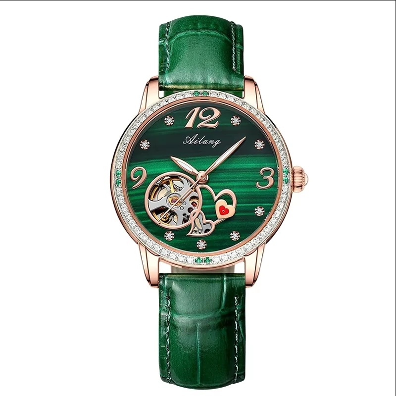 Luxury Watch Green Dial - AILANG Luxury Women Skeleton Automatic Mechanical