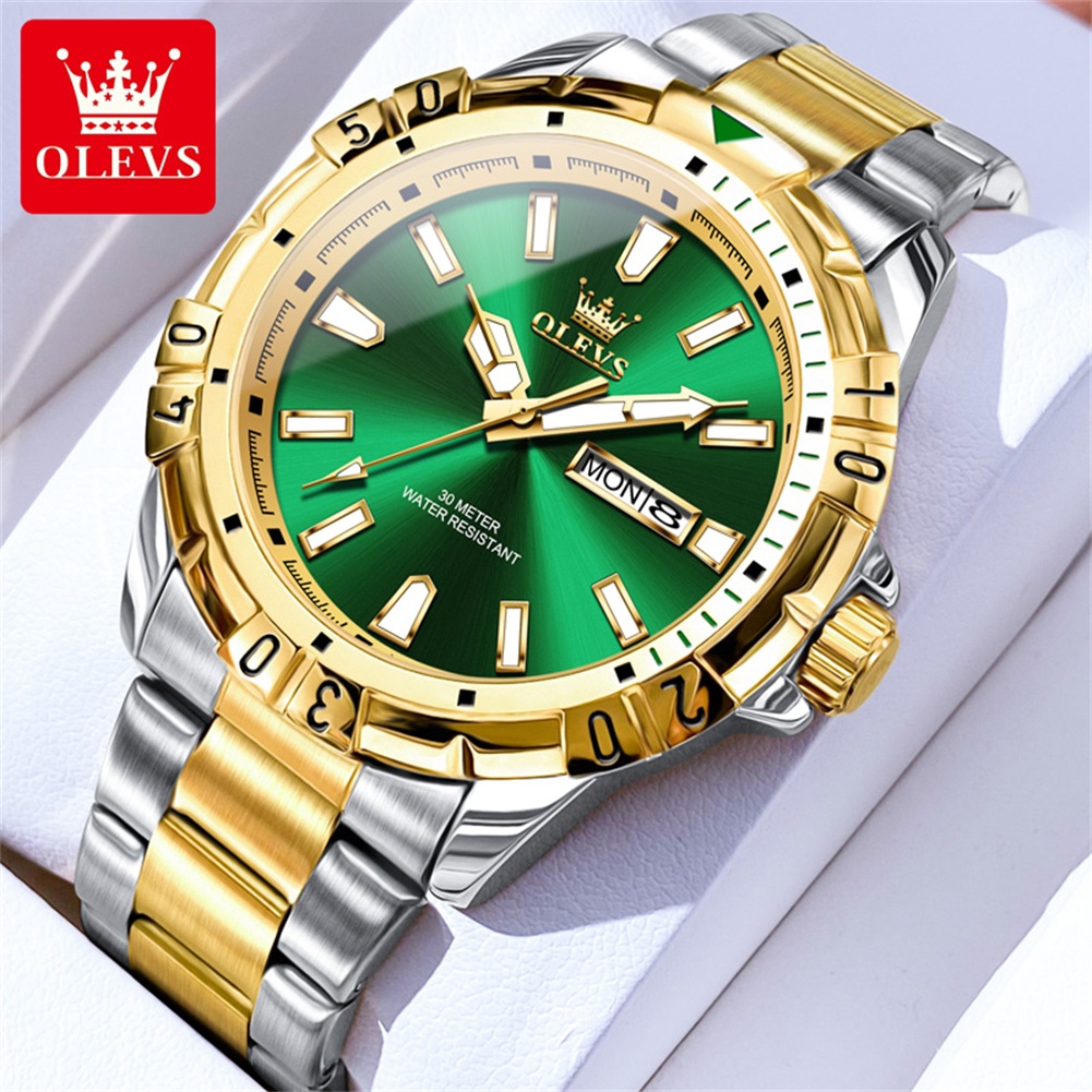 Luxury Watch Green Dial - OLEVS 5560 Top Brand Quartz Wristwatch