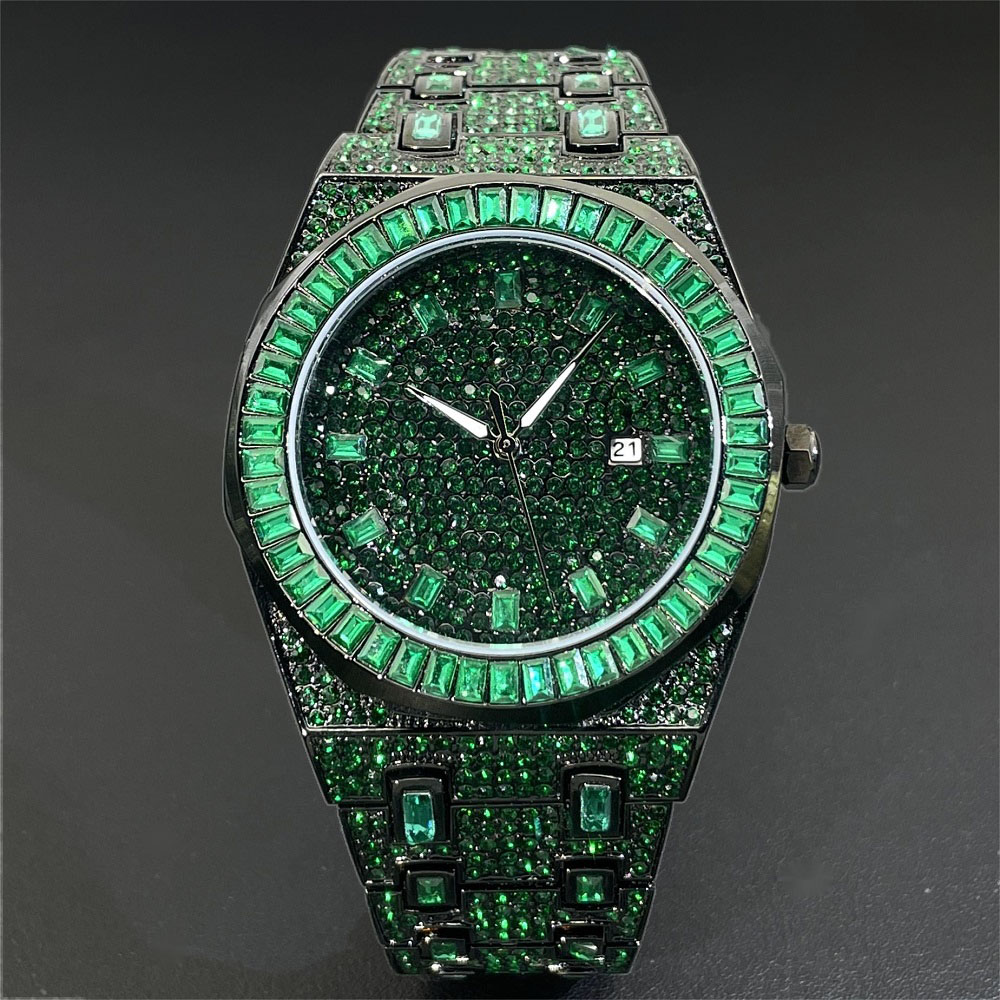 Luxury Watch Green Dial - 2024 Hip Hop Green Diamond Watche