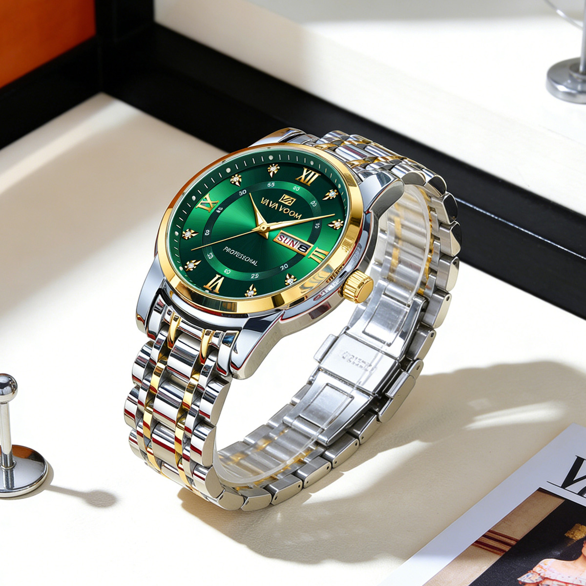 Luxury Rhinestone Gold Ring St - Luxury Watch Green Dial 评论和价格