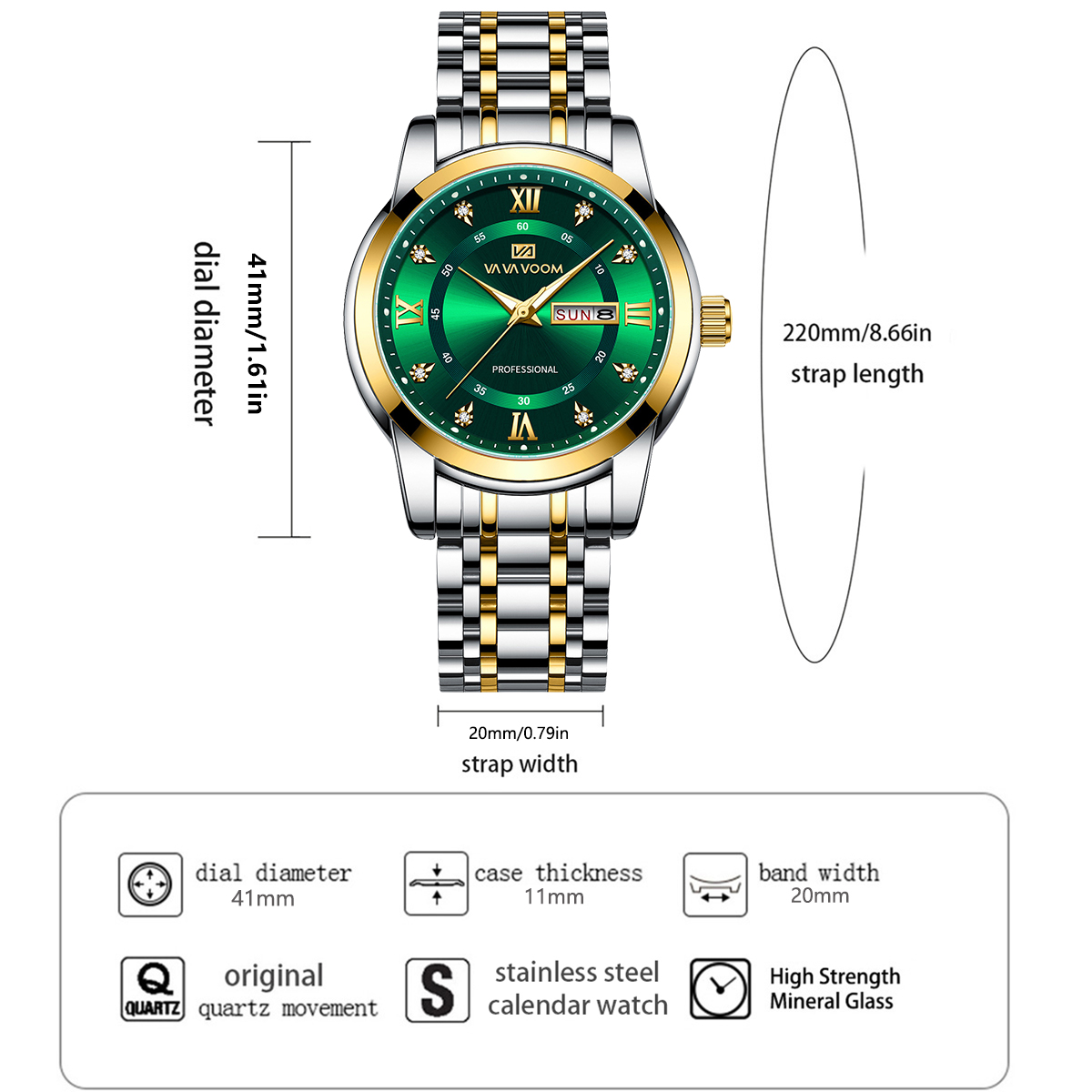 Luxury Rhinestone Gold Ring St - Luxury Watch Green Dial 评论和价格