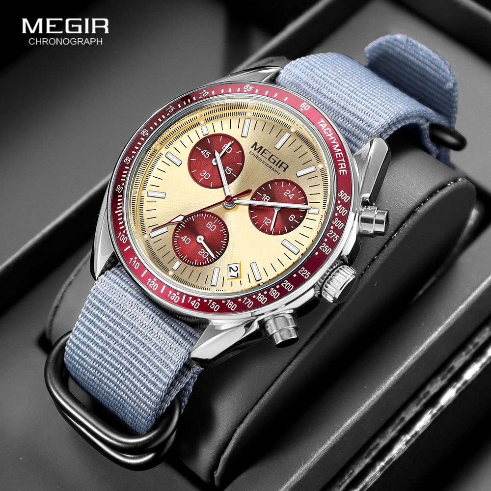 MEGIR New Men's Nylon Braided  - Luxury Watch Green Dial 评论和价格