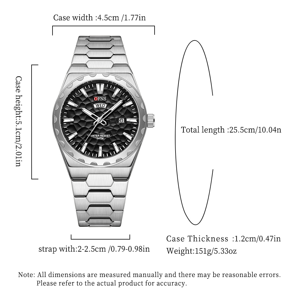 OFNS Business Men Clock Quartz - Luxury Watch Green Dial 评论和价格