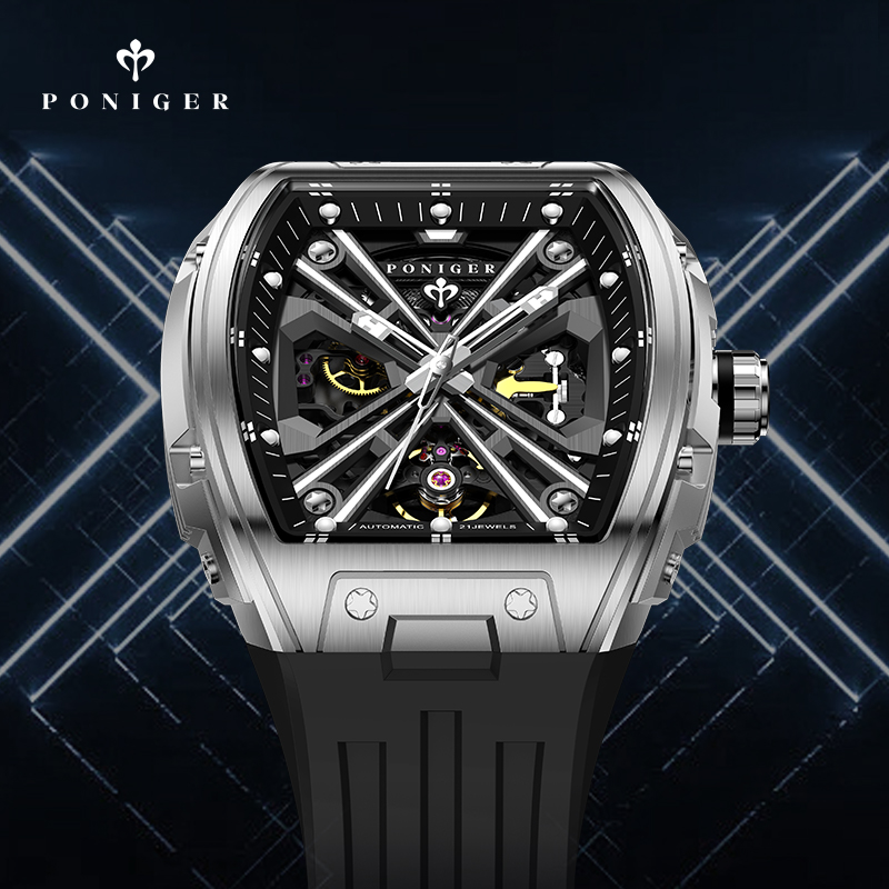 PONIGER Luxury Automatic Mecha - Luxury Watch On Rubber Strap 评论和价格