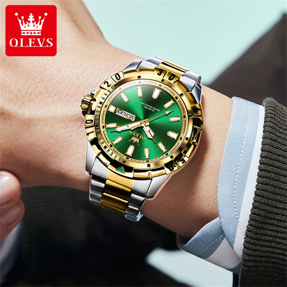 OLEVS 5560 Top Brand Quartz Wr - Luxury Watch Green Dial 评论和价格