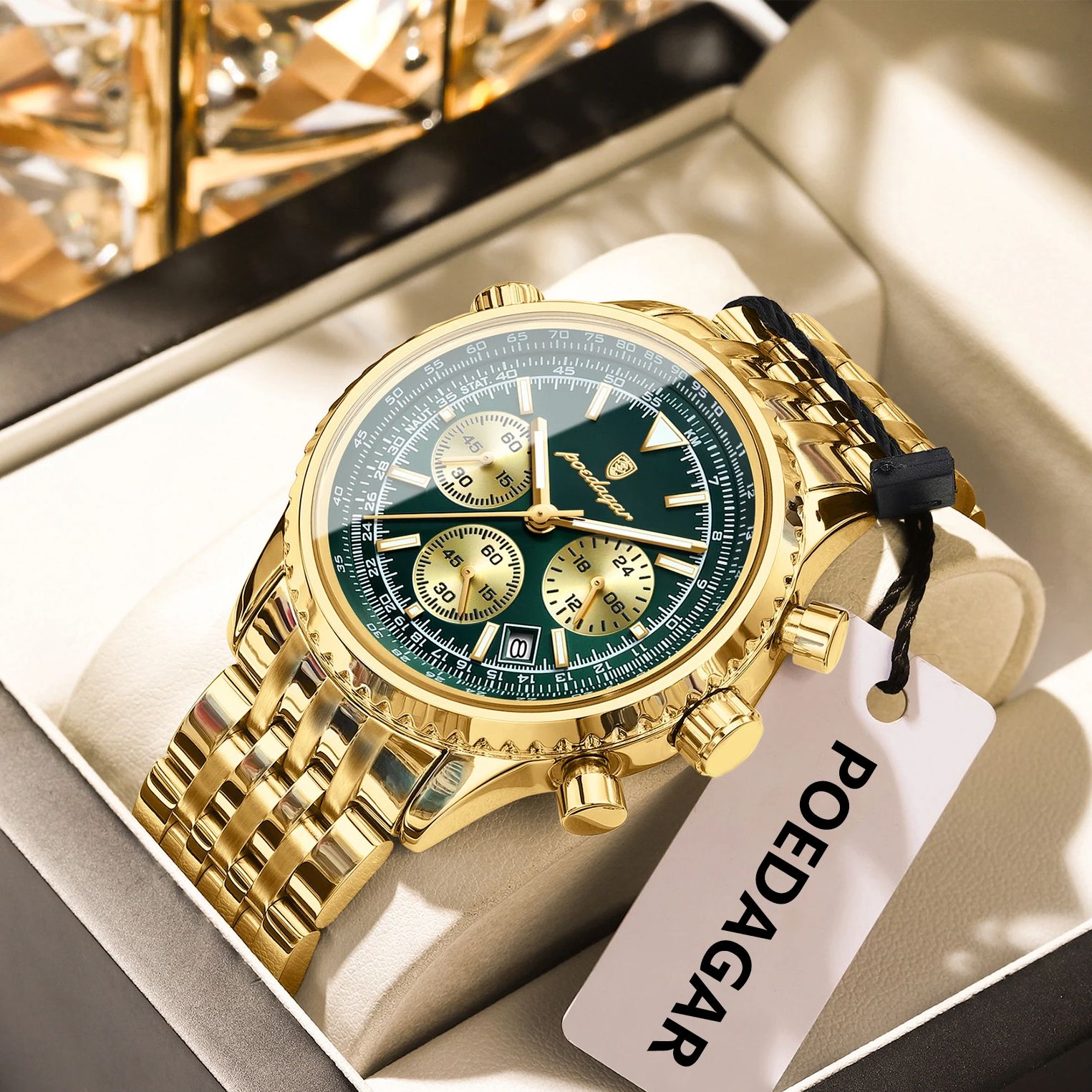 POEDAGAR Top Luxury Male Wrist - Luxury Watch Green Dial 评论和价格