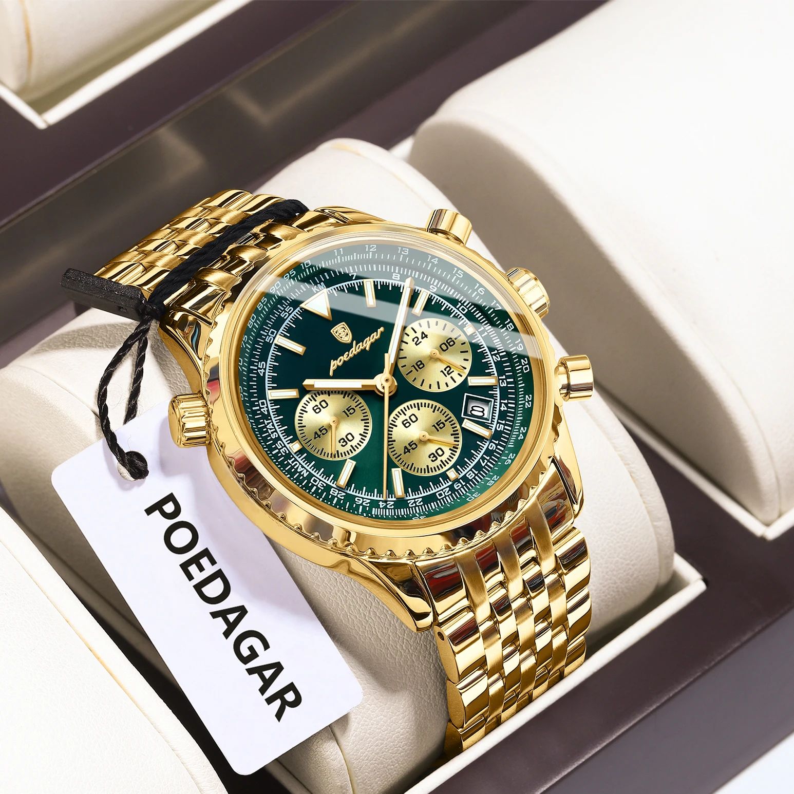 POEDAGAR Top Luxury Male Wrist - Luxury Watch Green Dial 评论和价格