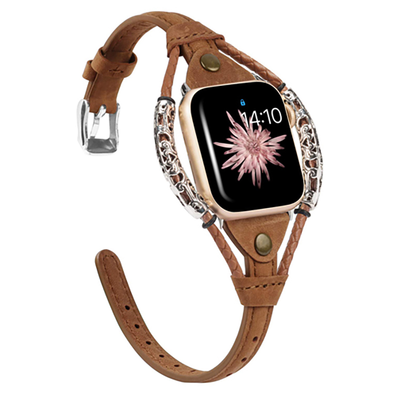 Genuine Leather Strap for Appl - Luxury Watch Apple Bands 评论和价格