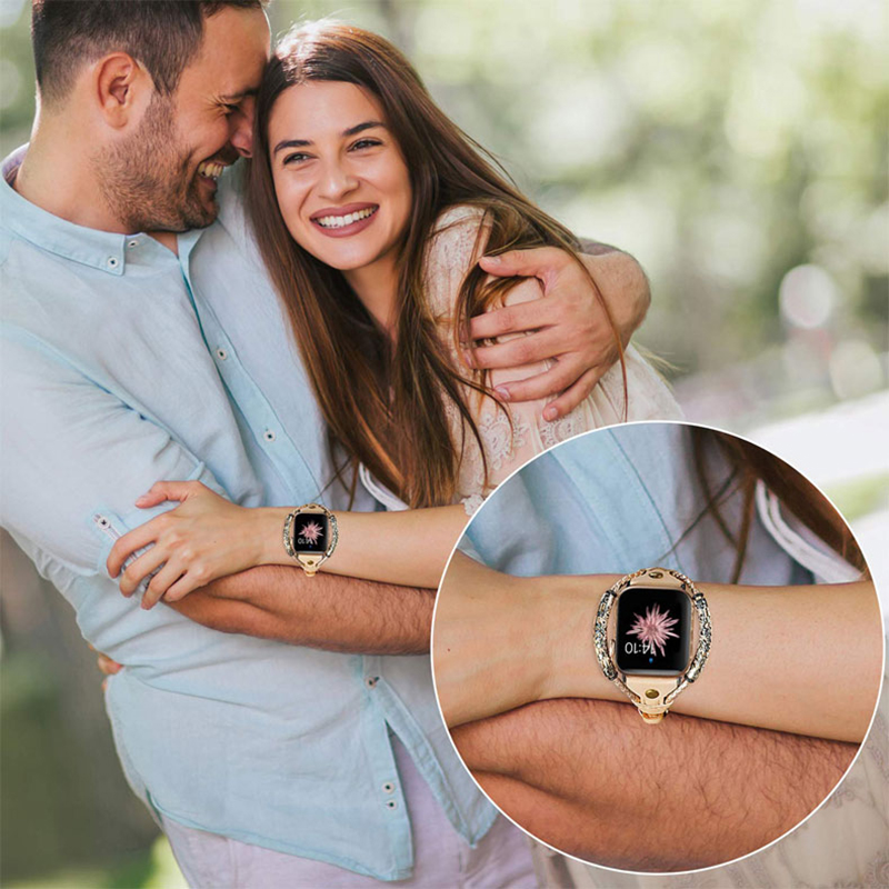 Genuine Leather Strap for Appl - Luxury Watch Apple Bands 评论和价格