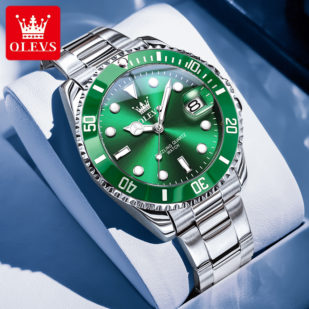 OLEVS Men's Watches 5885G Top  - Luxury Watch Green Dial 评论和价格