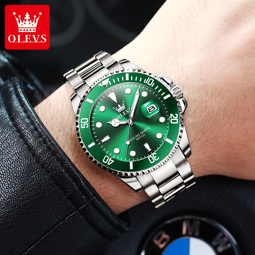 OLEVS Men's Watches 5885G Top  - Luxury Watch Green Dial 评论和价格