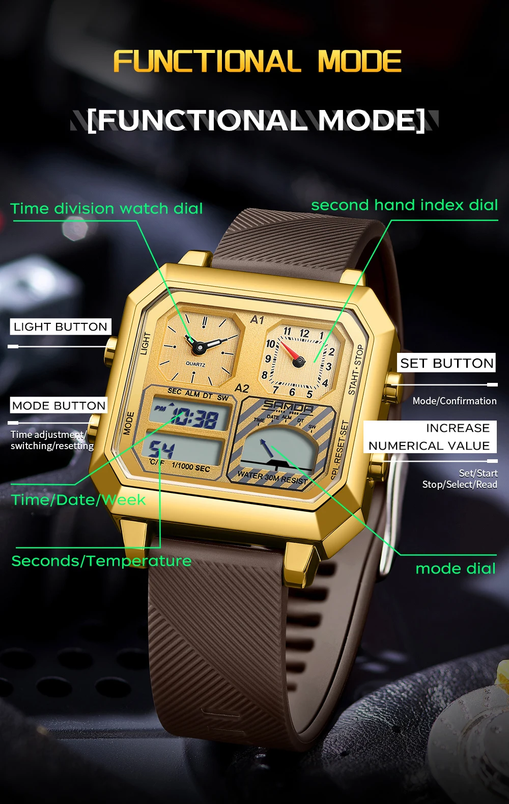 SANDA Top Brand 6210 Fashion M - Luxury Watch Shop 评论和价格