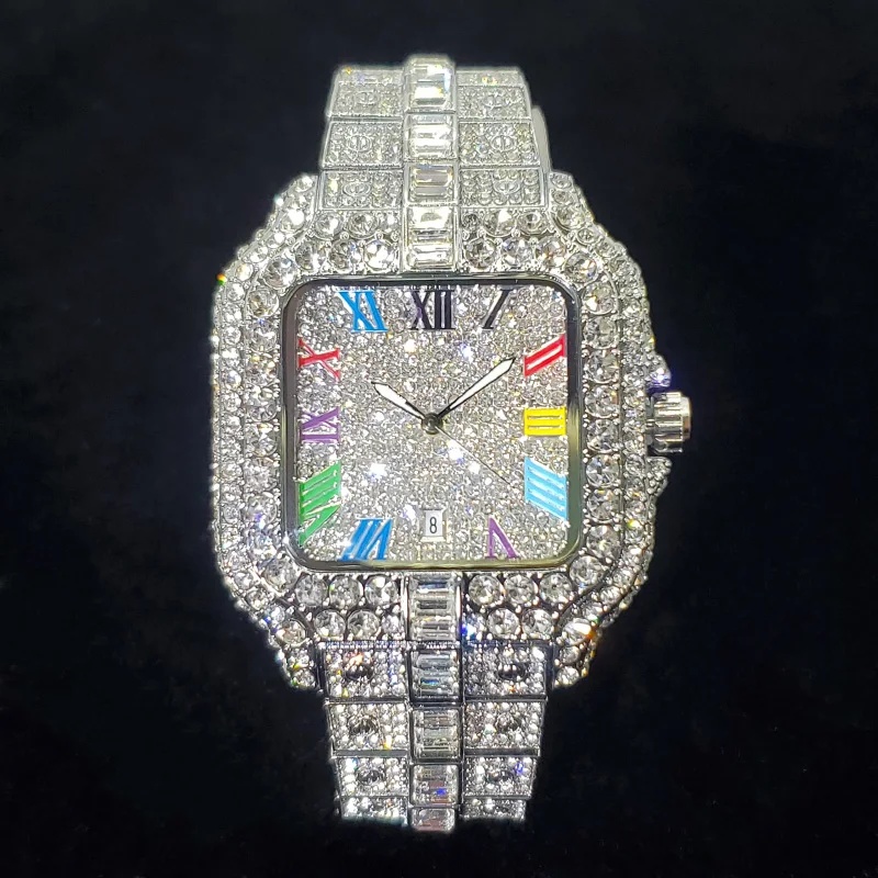 New Luxury Iced‑Out Square Qua - Luxury Watch Iceberg 评论和价格
