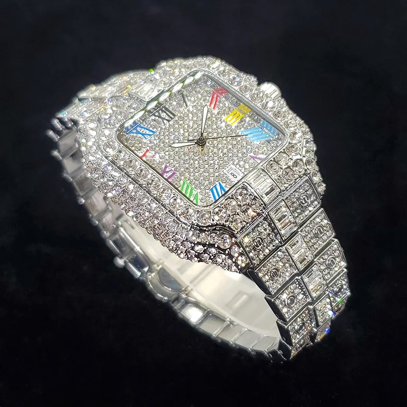 New Luxury Iced‑Out Square Qua - Luxury Watch Iceberg 评论和价格